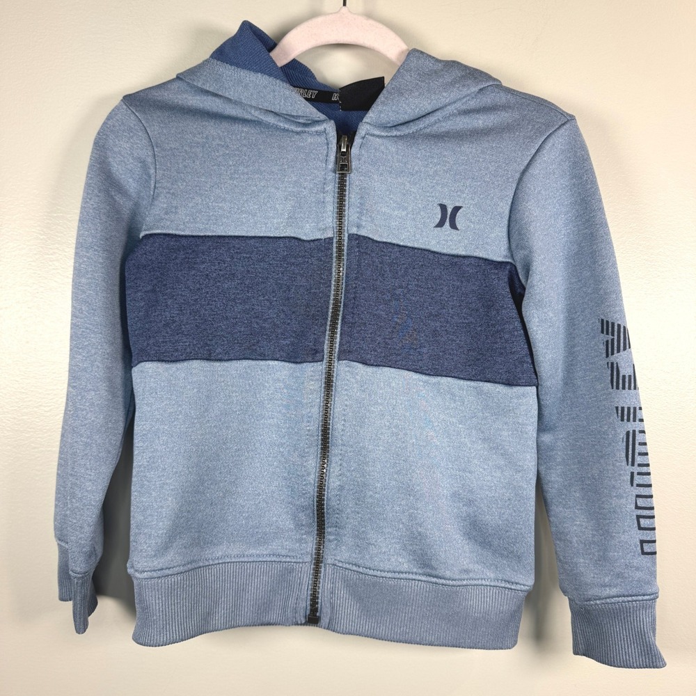 Hurley Hoodie Sweatshirt Toddler 3T Blue Colorblock Full Zip Surf Skater Sporty